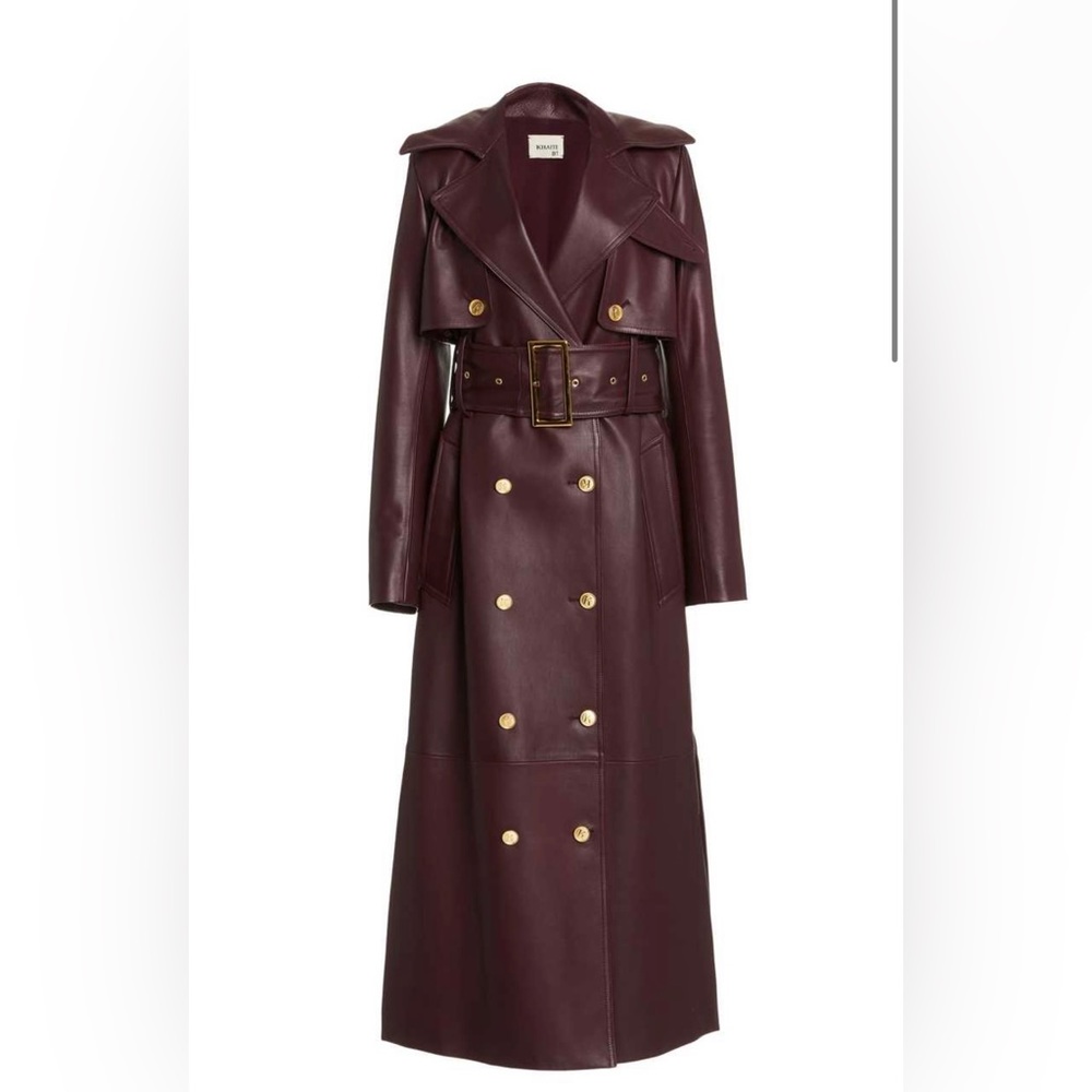 KHAITE- Ren belted Leather trench coat- New with Tags- Burgundy / Bordeaux.